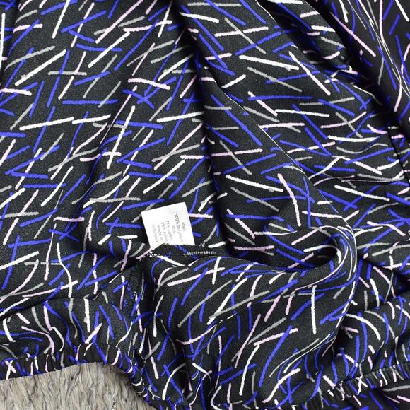 Lane Bryant Women's Plus Size 22/24 Blouse Top Short Sleeve Blue Geometric Polye - Picture 4 of 8